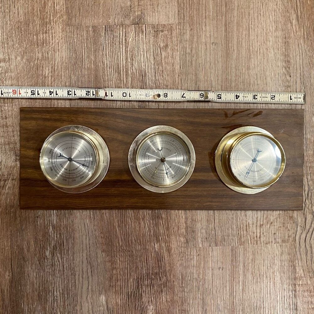 Vintage Springfield Weather Instrument Panel Barometer Temperature Humidity Wall - Picture 7 of 13
